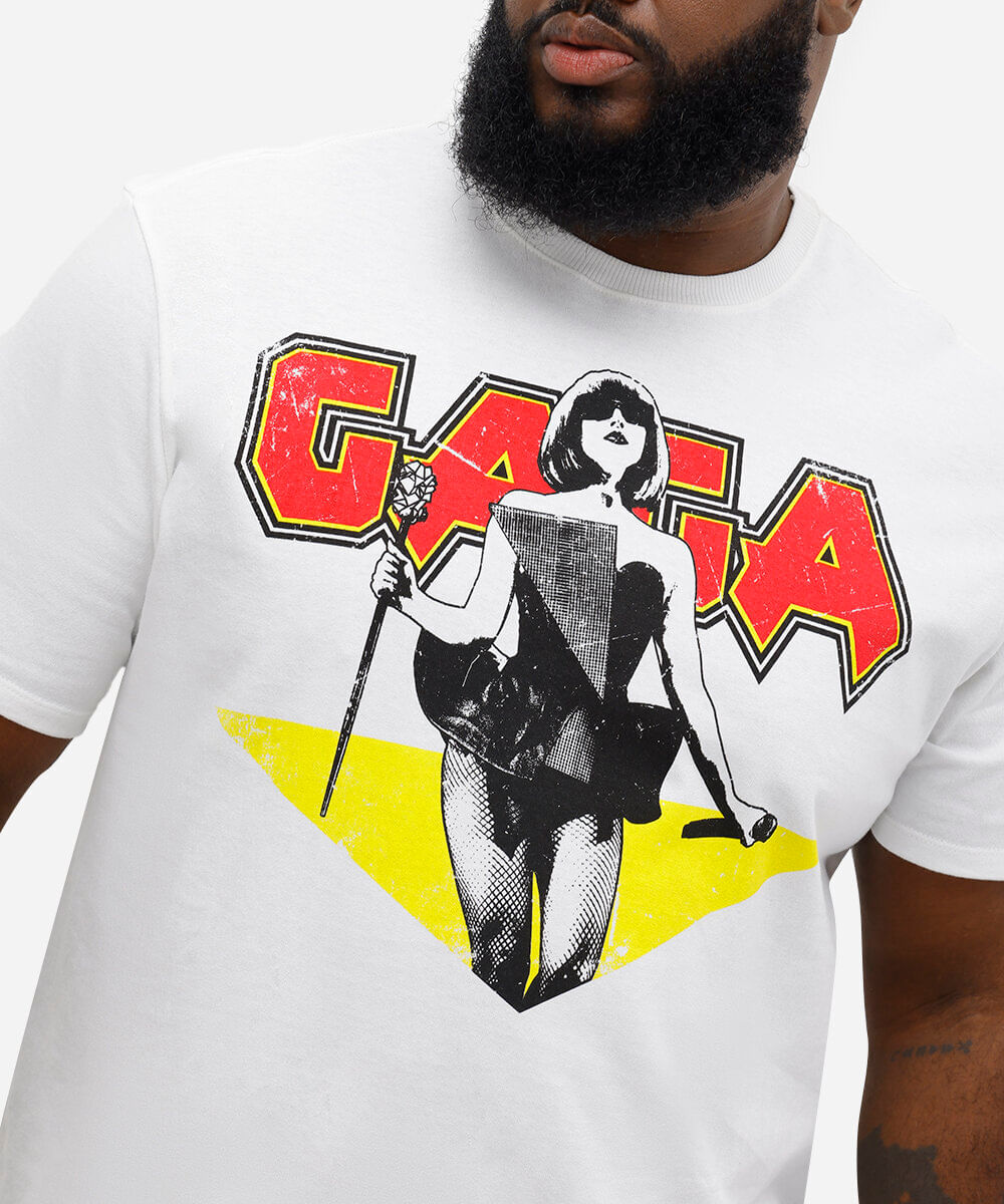 camiseta unissex de algodão lady gaga plus size - off white