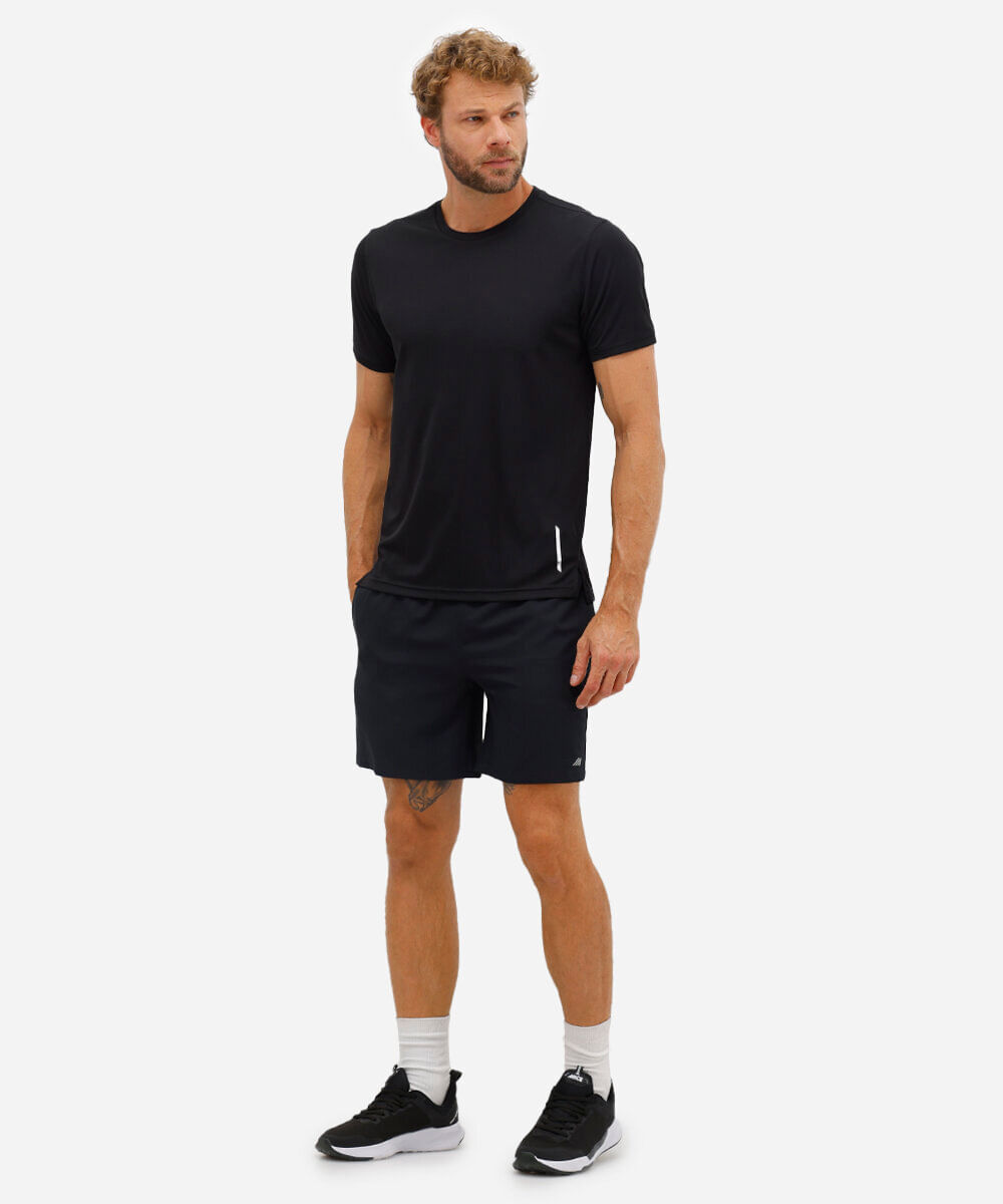 short reto com cós duplo esportivo ace preto