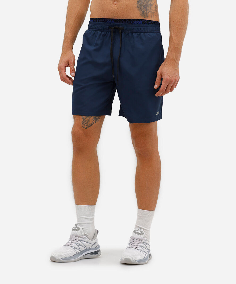 short reto com cós duplo esportivo ace azul