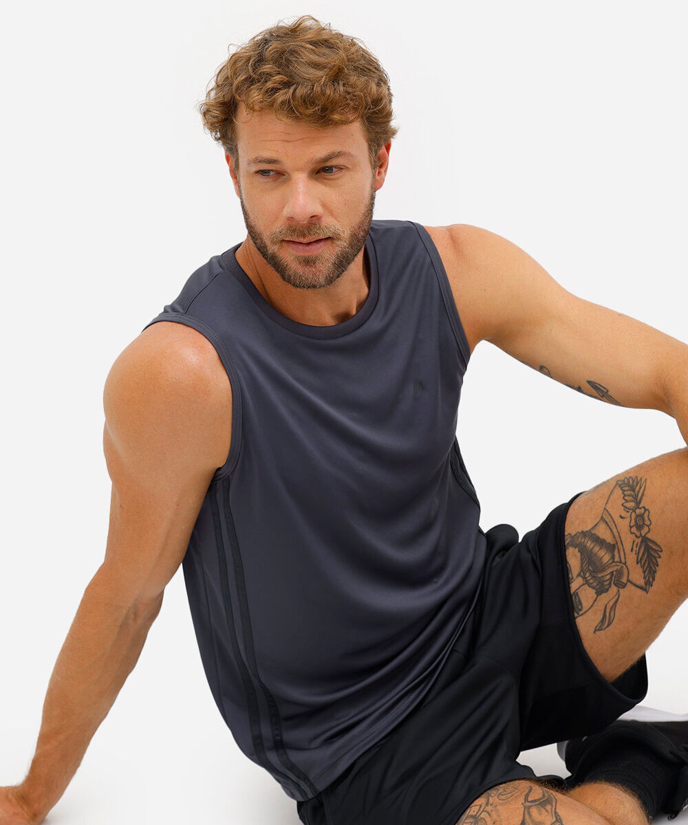 regata com listras esportiva ace chumbo