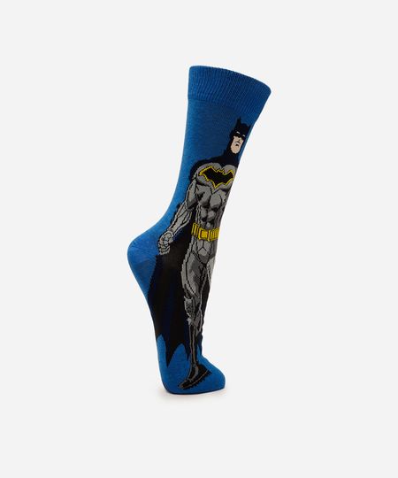 meia cano alto com algodão batman azul 41-43