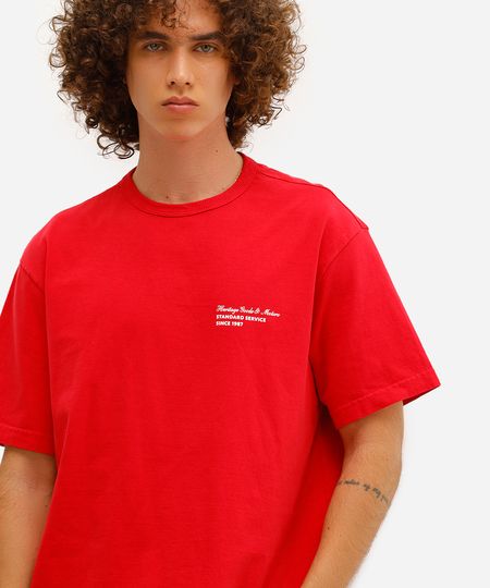 camiseta masculina de algodão estampada vermelha M