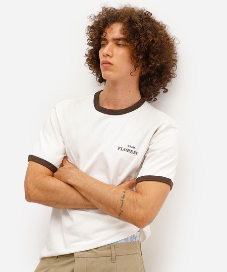 camiseta masculina de algodão estampada off white P