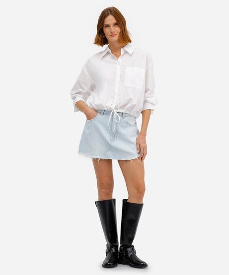 minissaia feminina jeans barra desfiada azul 42 minissaia feminina jeans barra desfiada azul 42