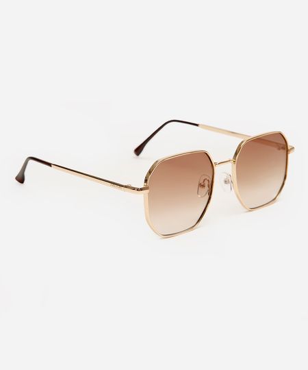 óculos de sol oval triton unissex dourado UNICO
