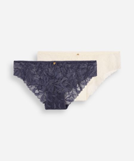 kit de calcinha de renda floral  - sortido (kit) P