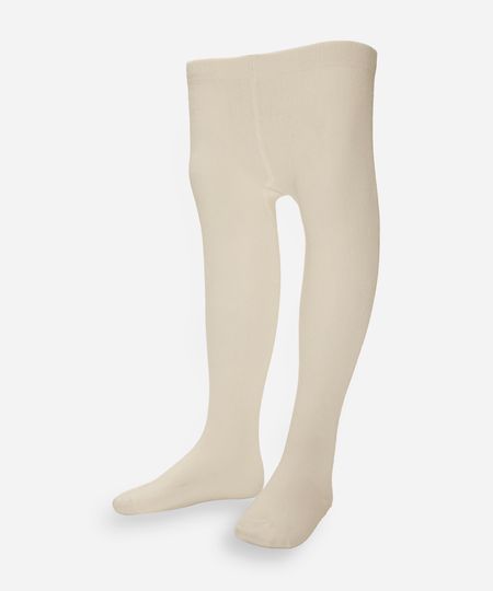 meia calça infantil com algodão off white 18-24