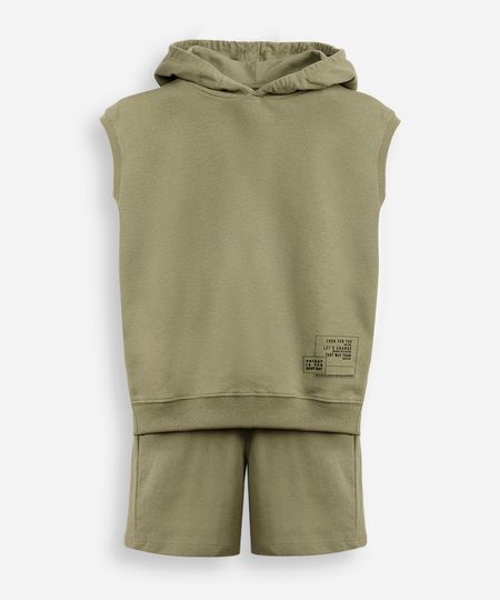 conjunto de moletom infantil regata com capuz - verde claro 8