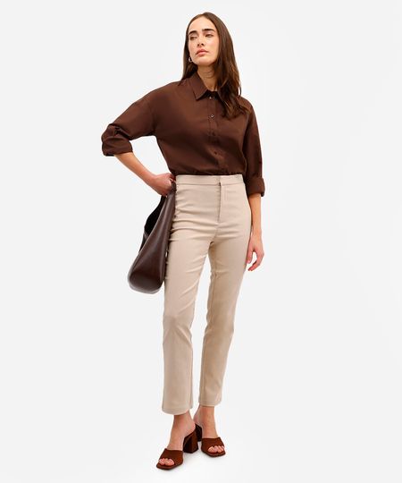 calça skinny feminina cós elástico bege 40 calça skinny feminina cós elástico bege 40