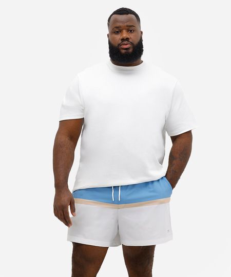 short boardshort listrado plus size azul GG3