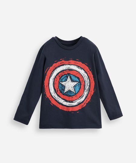 camiseta infantil de algodão capitão américa azul 6