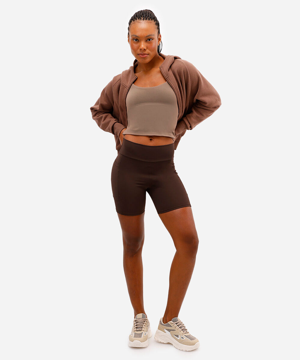 bermuda esportiva cós largo com bolso lateral ace marrom