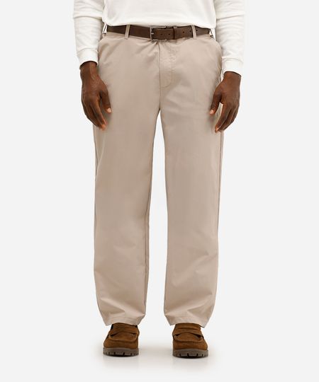 calça masculina de alfaiataria cós elástico bege 40