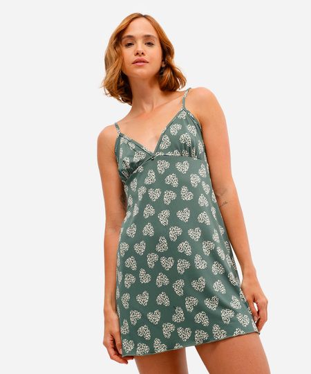 camisola feminina alça fina corações verde P