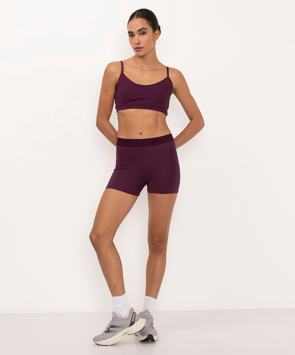 short feminino com recortes esportivo ace roxo