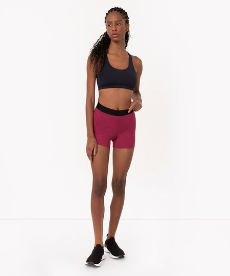 short feminino com recortes esportivo ace vinho P