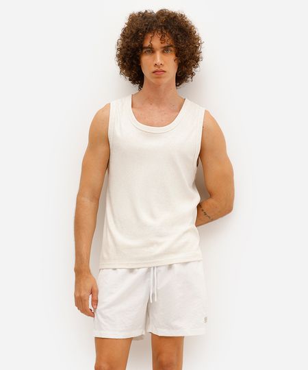 short cós elástico com cordão bege - off white M