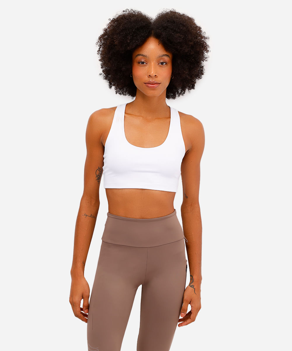 top de poliamida bojo removível nadador esportivo branco