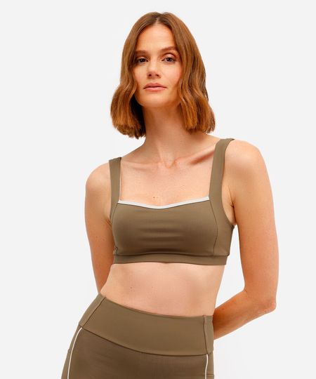 top feminino esportivo ace decote quadrado marrom P