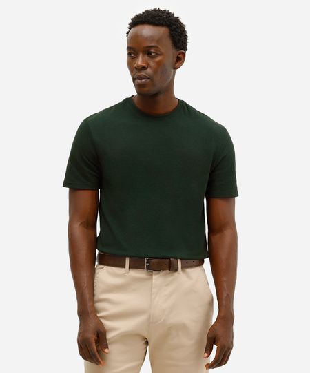 camiseta slim masculina manga curta verde P