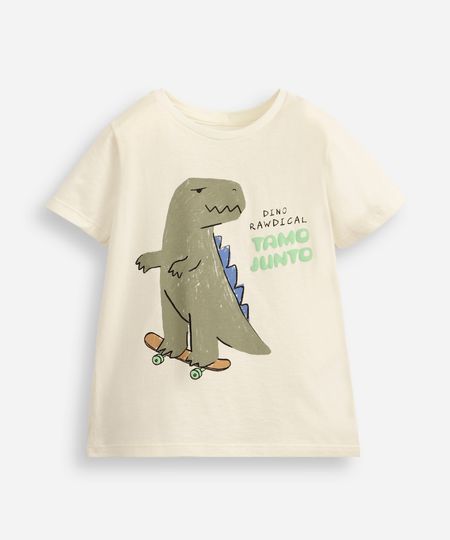 camiseta infantil de algodão dino tamo junto verde 1
