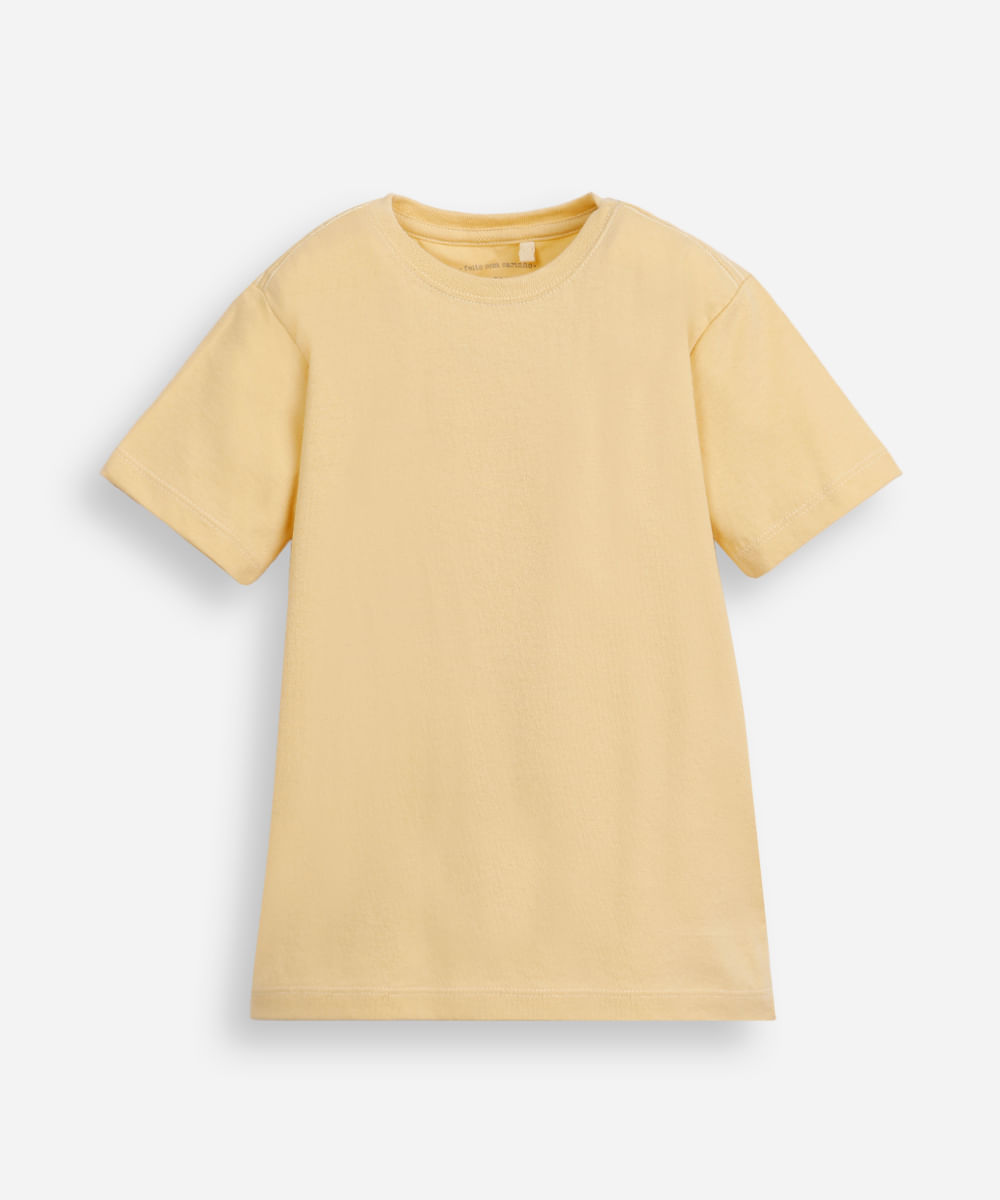 camiseta de algodão infantil manga curta básica amarela