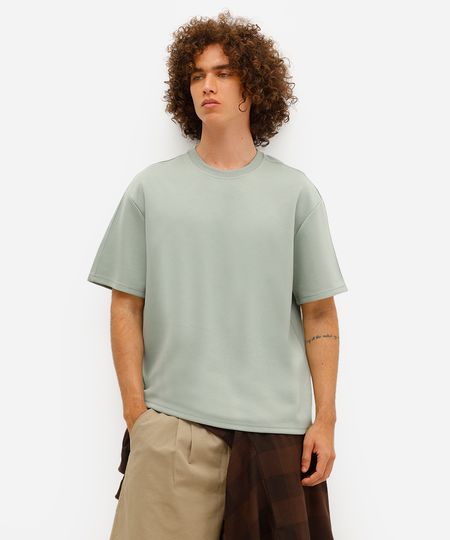 camiseta masculina manga curta com recorte verde P camiseta masculina manga curta com recorte verde P