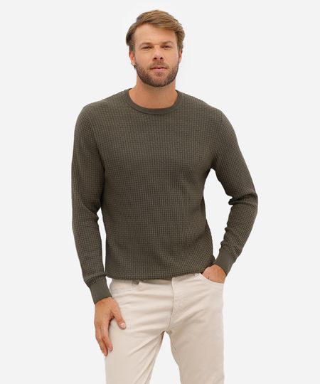 suéter masculino de tricot texturizado verde GG suéter masculino de tricot texturizado verde GG