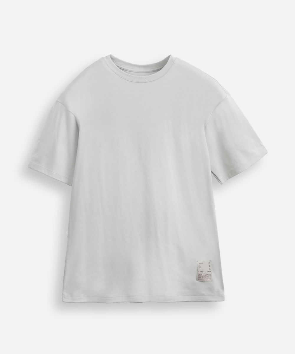 camiseta juvenil de algodão manga curta cinza