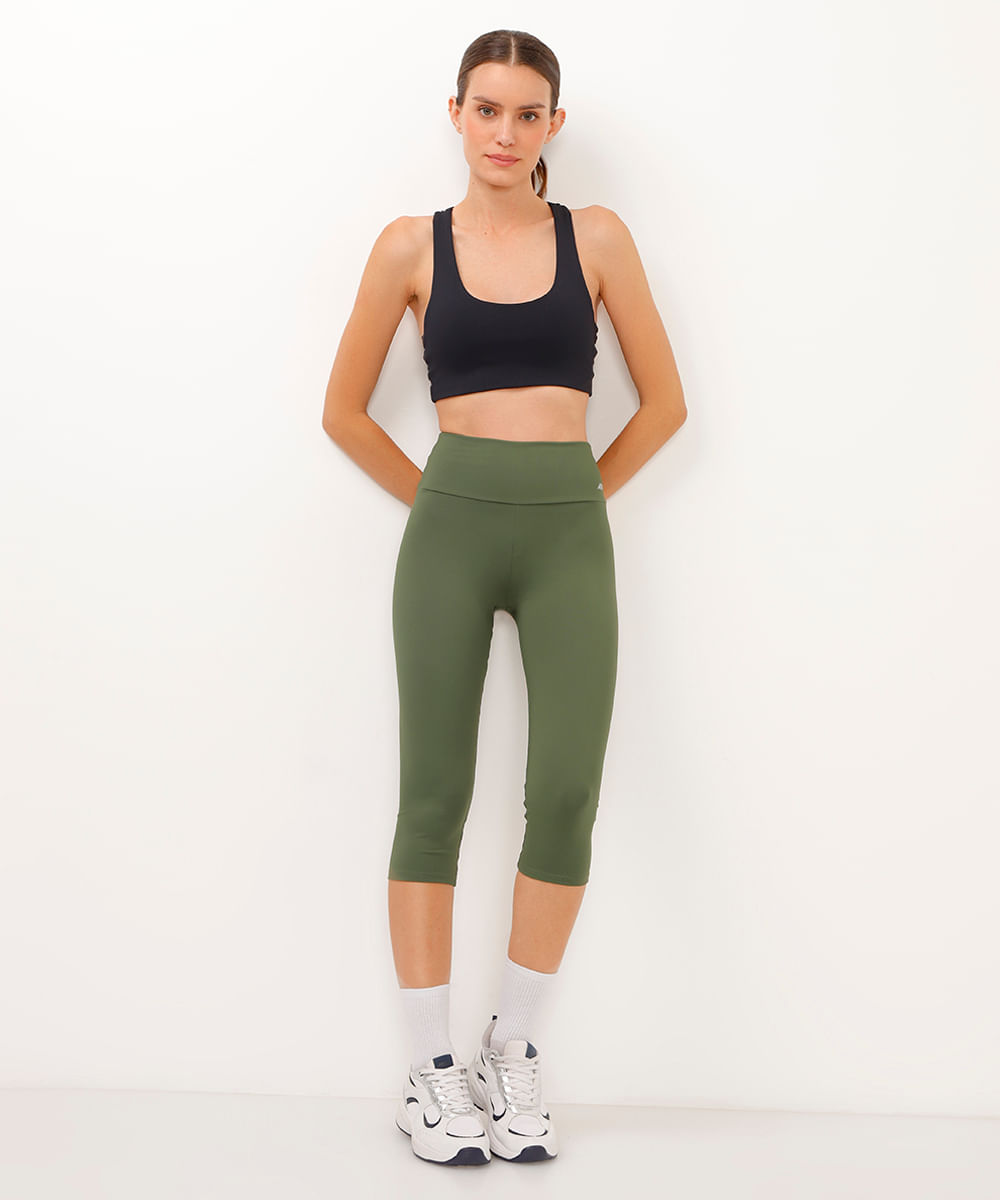 calça corsário básica cós largo esportiva ace verde