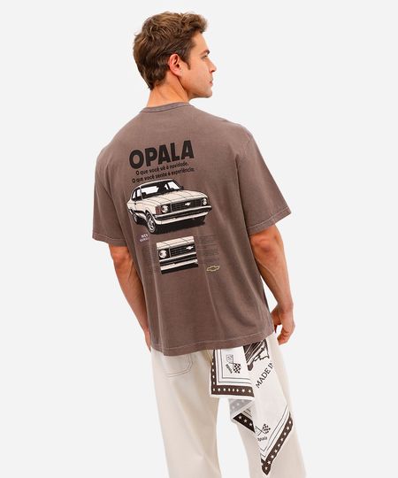 camiseta masculina de algodão chevrolet estonada marrom PP