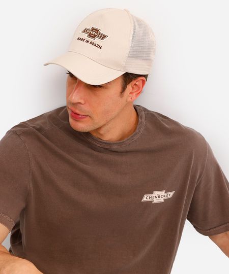 boné aba curva masculino chevrolet bege UNICO boné aba curva masculino chevrolet bege UNICO