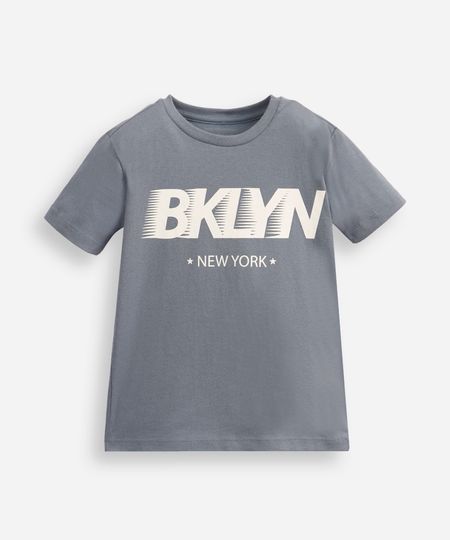 camiseta infantil de algodão new york azul 8