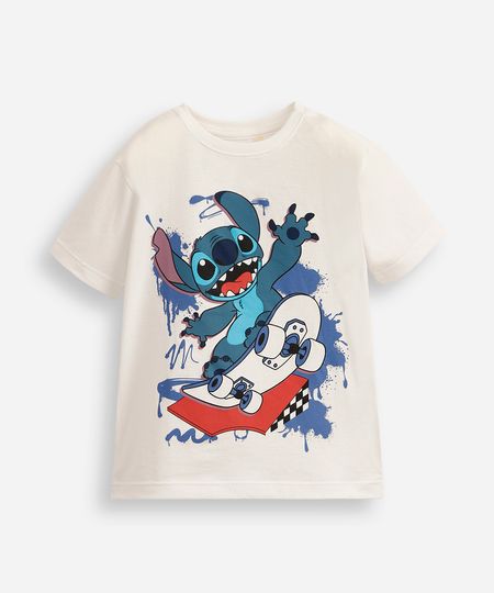 camiseta infantil de algodão stitch off white 10 camiseta infantil de algodão stitch off white 10