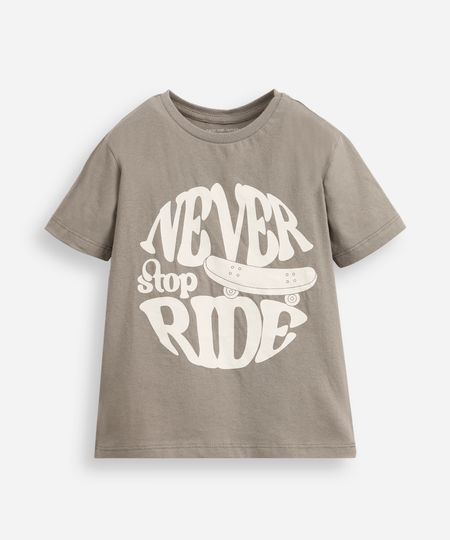 camiseta infantil de algodão never stop ride cinza 8