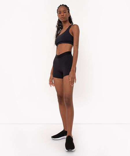 short feminino com recortes esportivo ace preto P