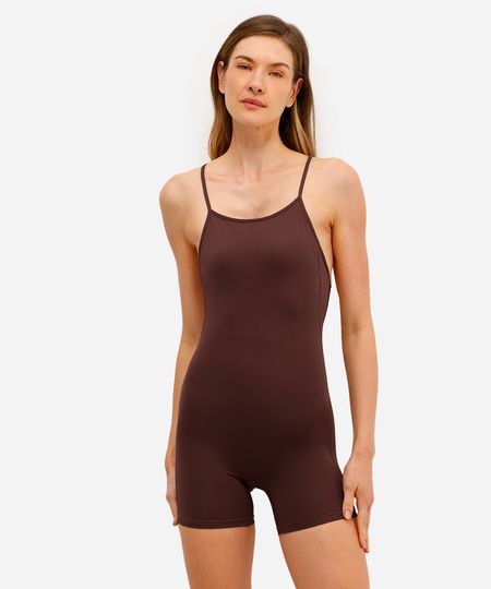 macaquinho decote quadrado alça fina esportivo ace marrom G macaquinho decote quadrado alça fina esportivo ace marrom G