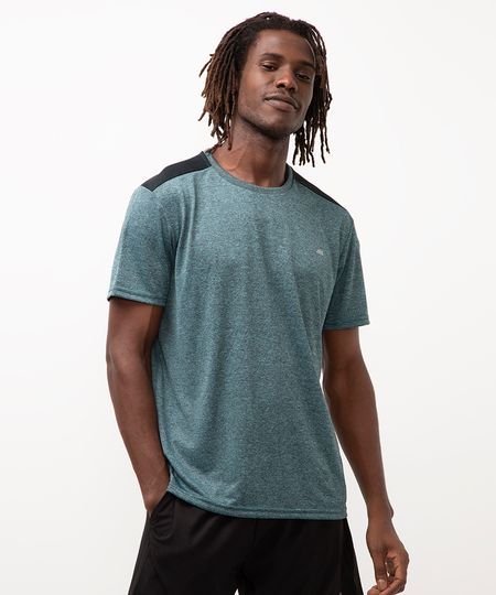 camiseta masculina esportiva ace manga curta com recorte bicolor azul M