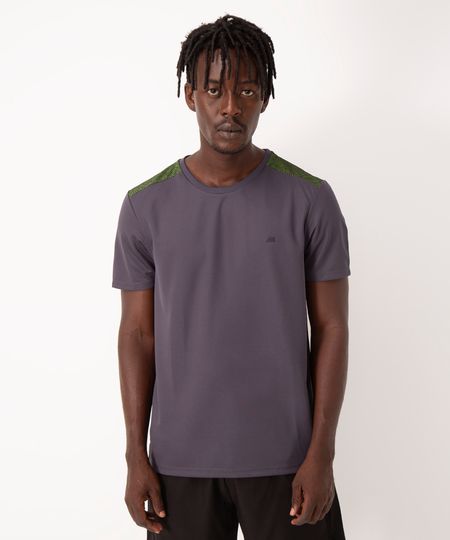 camiseta masculina esportiva ace manga curta com recorte bicolor cinza G