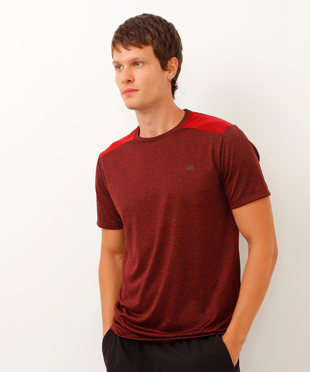 camiseta masculina esportiva ace com recorte vinho