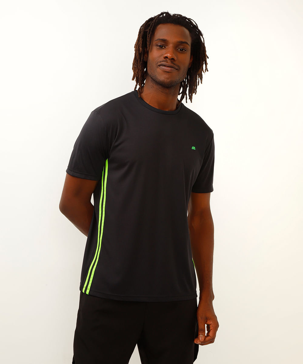 camiseta masculina esportiva ace com listras preta