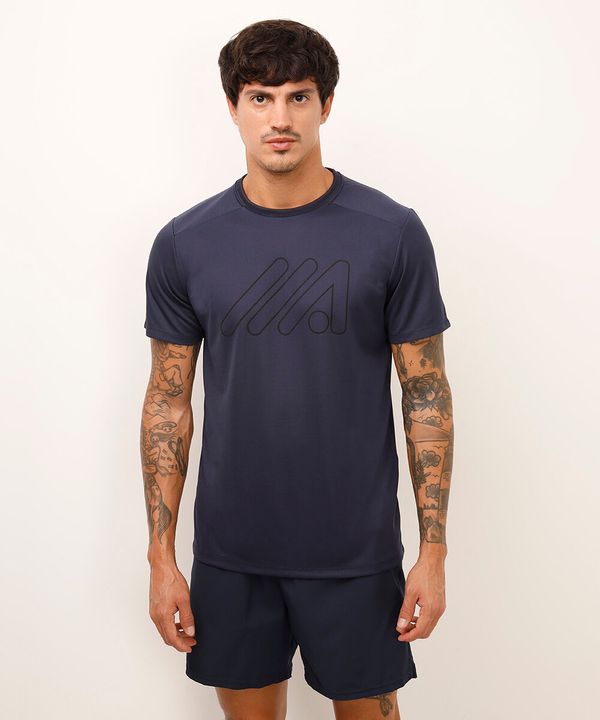 camiseta esportiva manga curta azul P
