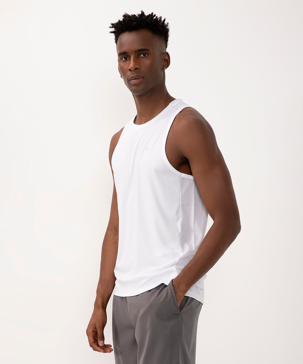 regata masculina esportiva ace com reflexivo branca