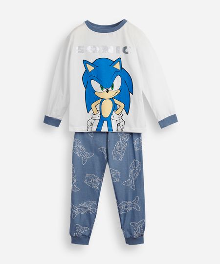 pijama longo infantil de algodão sonic off white 4 pijama longo infantil de algodão sonic off white 4