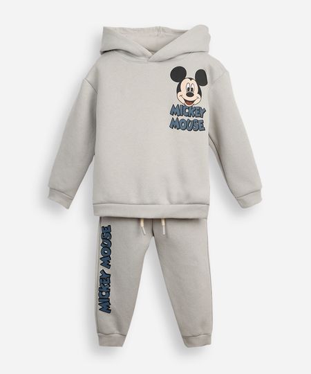 conjunto longo infantil de moletom mickey cinza 3