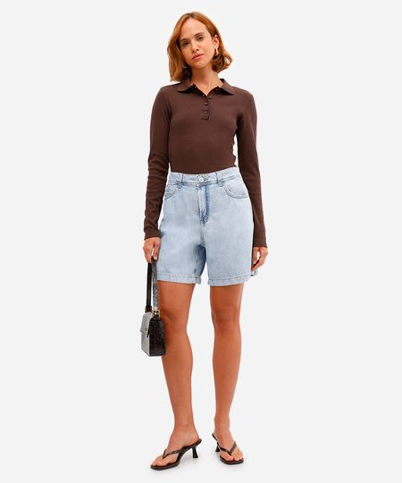 bermuda feminina jeans cintura média azul 34 bermuda feminina jeans cintura média azul 34