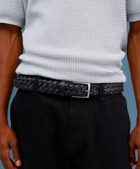 cinto tressê com fivela quadrada preto G cinto tressê com fivela quadrada preto G