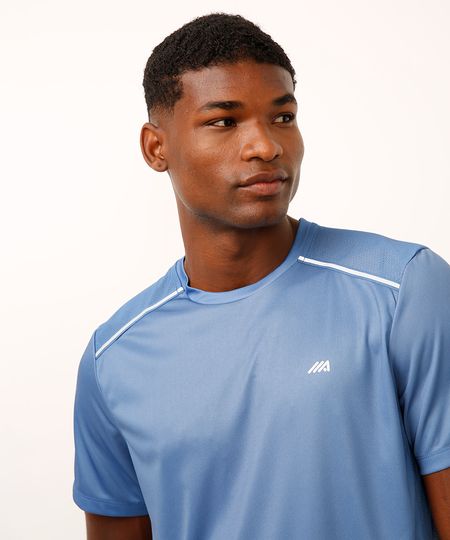 camiseta com recortes e refletivos manga curta esportiva ace azul G camiseta com recortes e refletivos manga curta esportiva ace azul G