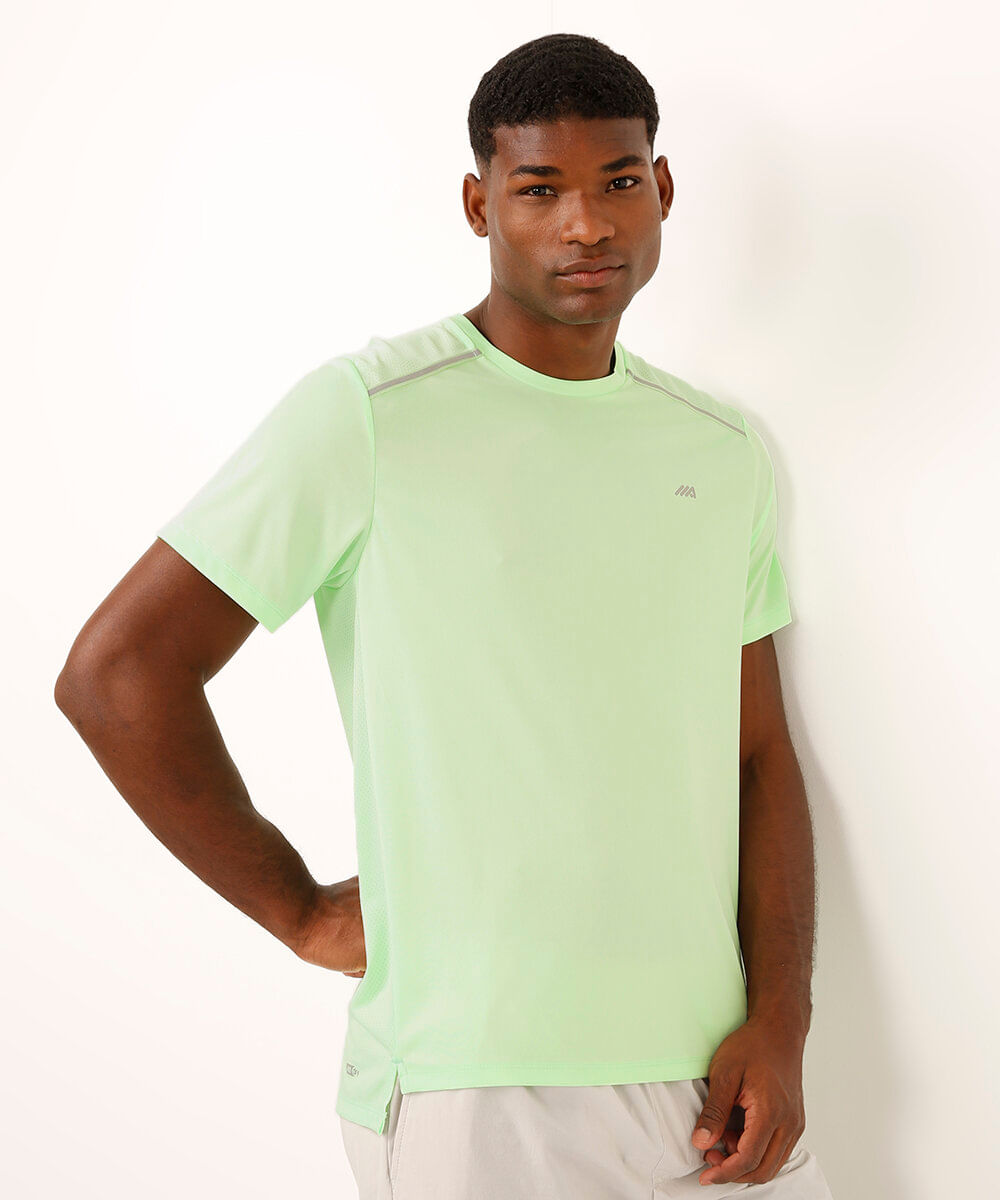 camiseta com recortes e refletivos manga curta esportiva ace verde