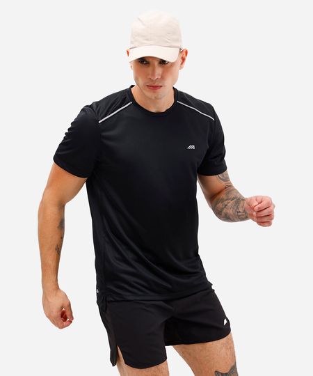 camiseta com recortes e refletivos manga curta esportiva ace preta P camiseta com recortes e refletivos manga curta esportiva ace preta P